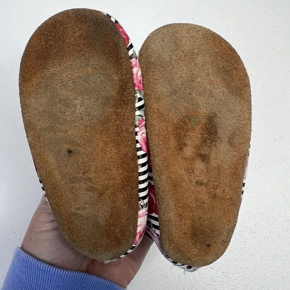Monkey‎ Feet Size 6-12 Months Leather Ballet Flats Strappy Striped Floral Zip